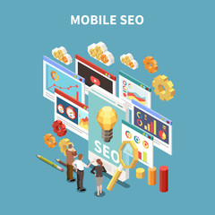 Poster - Web SEO Isometric And Colored Composition