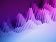 © wacomka - 3d render, abstract paper shapes background, bright colorful sliced layers, purple waves, hills, equalizer