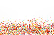 Multicolored Sugar sprinkle dots, decoration for cake. copy space