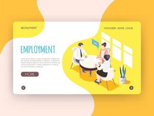 Wall Mural - Employment Isometric Landing Page