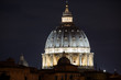 Saint Peter Basilica, Rome, Italy, view of the illuminated dome at night