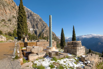 The Apollo temple ruins in Delphi, Greece