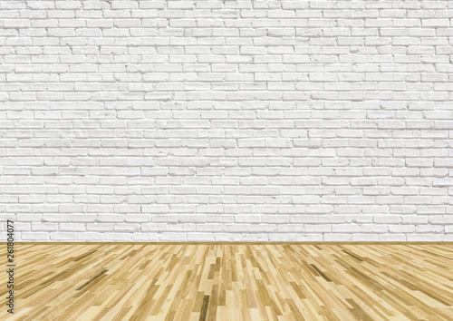 Empty Room With Ash Wood Parquet Floor And White Painted