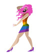 drag queen with pride flag dress