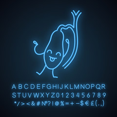 Wall Mural - Happy gallbladder emoji neon light icon