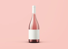 Wine Bottle On Background. Product Packaging Brand Design. Mock Up Drink With Place For You Lable And Text.