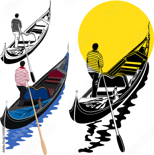 Fotomural Venetian gondolier on white