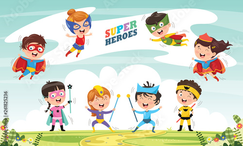 Cuadros en Lienzo Vector Illustration Of Superheroes