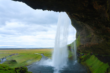  Seljalandsfoss falls in summer season view, Iceland