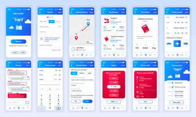 Poster - Set of UI, UX, GUI screens Delivery app flat design template for mobile apps, responsive website wireframes. Web design UI kit. Delivery Dashboard.