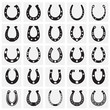Horse shoe icons set on sqaures background for graphic and web design. Simple vector sign. Internet concept symbol for website button or mobile app.