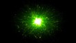 © Unwind - Green futuristic space particles  in bright round energy structure. space orb VFX design element. Abstract colorful lights background animation energy ray of power electric magnetic.