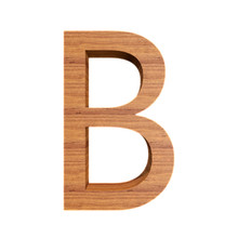Capital Wooden Letter B Isolated On White Background, Font For Your Design, 3D Illustration