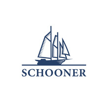 Vintage Schooner Logo, Sailing Logo Template