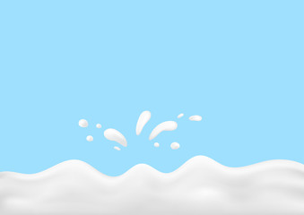 pouring milk splash isolated on blue background. vector illustration