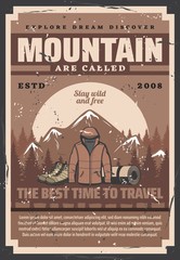 Wall Mural - outdoor adventure equipments, mountain and forest