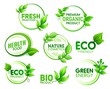 © Vector Tradition - Eco, bio, organic product icons with green leaves