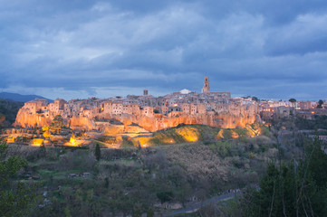 Wall Mural - View of Pitigliano by night - Grosseto Italy