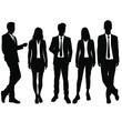 Set of silhouettes of men and women standing in different poses, cartoon character, group of business people, vector illustration, flat designe icon, isolated on white 