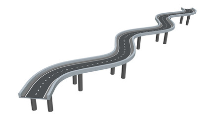 Wall Mural - Curved road on supports. 3d Vector illustration.