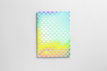 bright iridescent notebook on white background