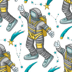 Wall Mural - astronaut vector seamless pattern.