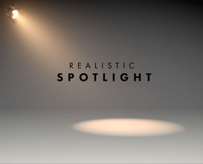 Wall Mural - realistic spotlights with bright white light shining stage vector. studio. illuminated effect form p