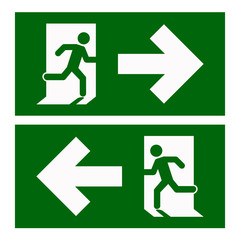   Save Download Preview Emergency exit, escape route signs. vector illustration