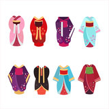 Fototapeta  - Vector Set of kimono in flat style