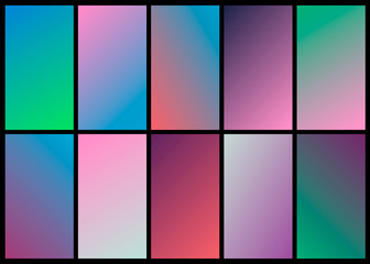Poster - Trendy gradient swatches. Collection palettes of gradient swatches for business infographic, social media, mobile app, flat web design, backgrounds. Set of multicolored gradients. Vector Illustration