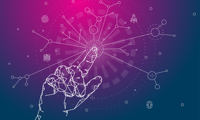 Wall Mural - abstract future realistics shape objects. innovations blend systems and technologies in big data. de
