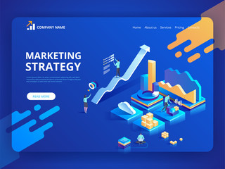 Isometric design concept of Marketing Strategy for website and mobile website