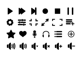 Aufkleber - Set Media Player icons. Vector Illustration