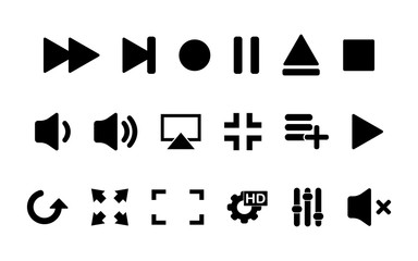 Aufkleber - Set Media Player Icon. Multimedia. Player icon Isolated. Vector Illustration