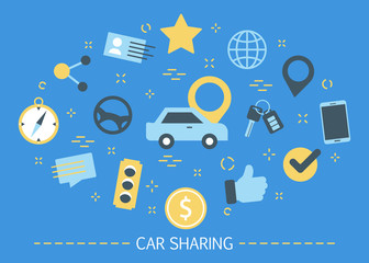 Wall Mural - Car sharing service concept. Idea of vehicle