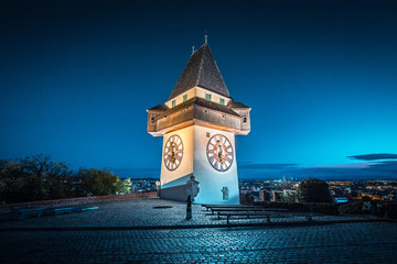 Wall Mural - Grazer Uhrturm at night, Styria, Austria