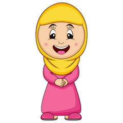 Wall Mural - Moslem girl cartoon vector illustration