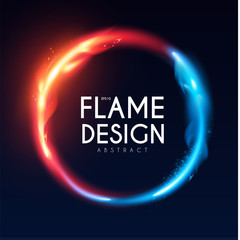 Canvas Print - burning fire circle banner. flame power. light effect.