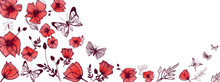 Butterflies And Poppies Background