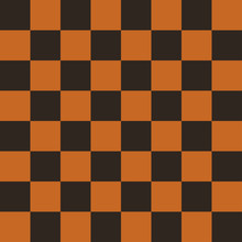 Vector Chess Field In Black And Orange Colors. Seamless Pattern.
