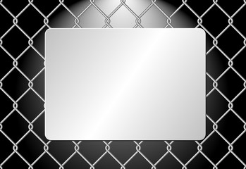 Wall Mural - metal plaque on wire mesh background