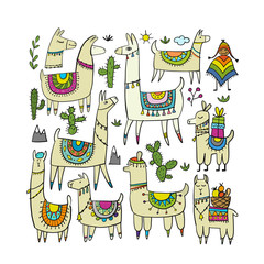 Wall Mural - Cute lamas collection for your design