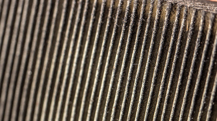 dirty car air filter, on a white background, expendable