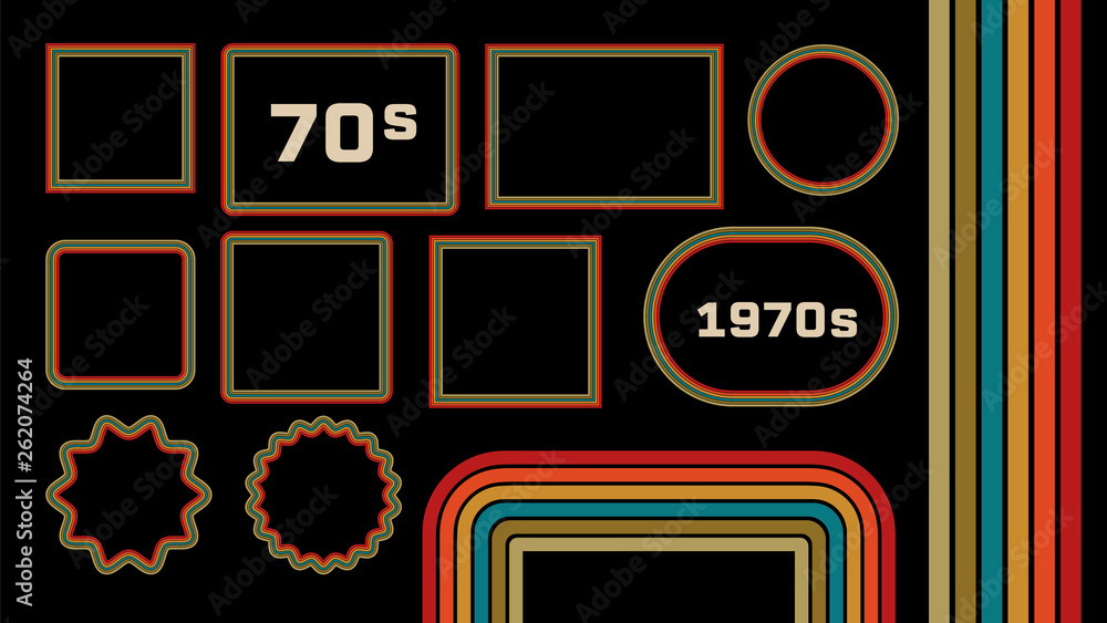 1970s Style Museum Picture Frames Vector Set. Trendy 1970s, Old ...