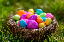 Sparkling Easter Eggs In Nest