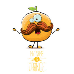 Wall Mural - cartoon orange fruit character isolated on white background. My name is orange vector concept. vector super funky citrus fruit summer food character