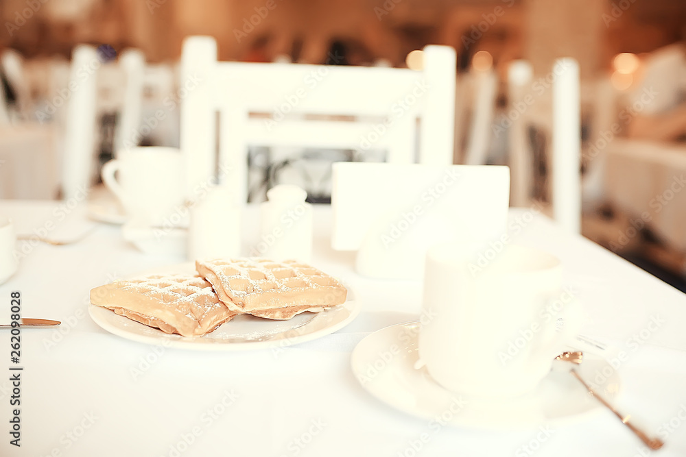 Fotografia Breakfast Dessert Viennese Waffle Delicious