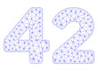 Mesh 42 digits text polygonal icon illustration. Abstract mesh lines and dots form triangular 42 digits text. Wire frame 2D polygonal line network in vector format isolated on a white background.