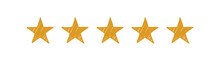 Hand Drawn Five Gold Stars On The White Background