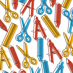 Wall Mural - pattern of ruler and scissors tool icon